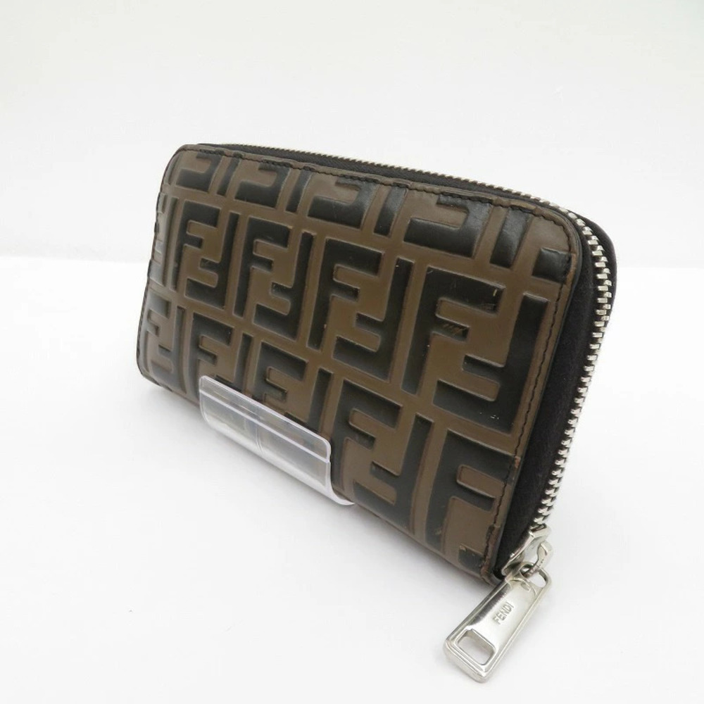 Fendi FF Zucca Round Zipper Long Wallet Brown